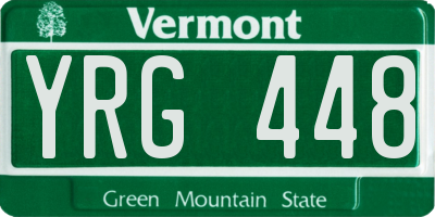 VT license plate YRG448