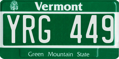 VT license plate YRG449