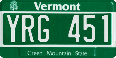 VT license plate YRG451