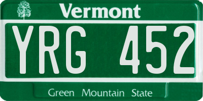VT license plate YRG452