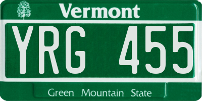 VT license plate YRG455
