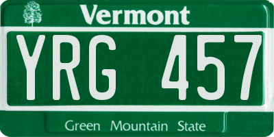 VT license plate YRG457