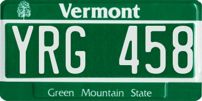 VT license plate YRG458