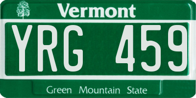 VT license plate YRG459