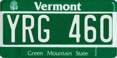 VT license plate YRG460