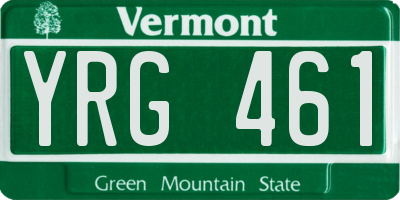 VT license plate YRG461