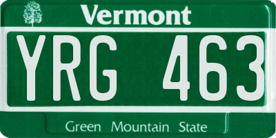 VT license plate YRG463