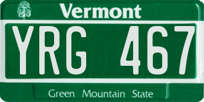 VT license plate YRG467