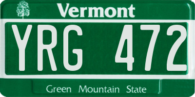 VT license plate YRG472
