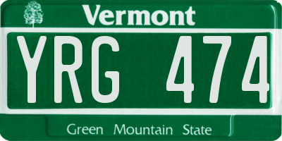 VT license plate YRG474