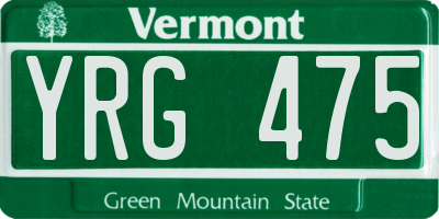 VT license plate YRG475