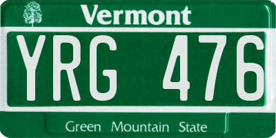 VT license plate YRG476