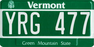 VT license plate YRG477