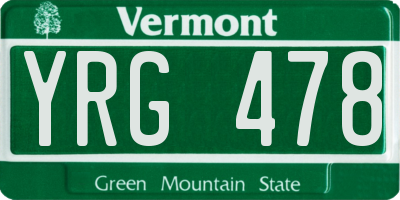 VT license plate YRG478