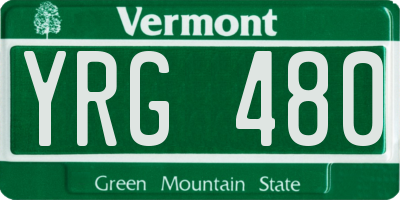 VT license plate YRG480