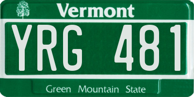 VT license plate YRG481