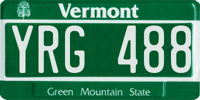 VT license plate YRG488