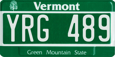 VT license plate YRG489