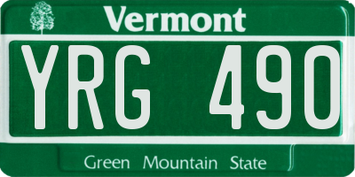 VT license plate YRG490