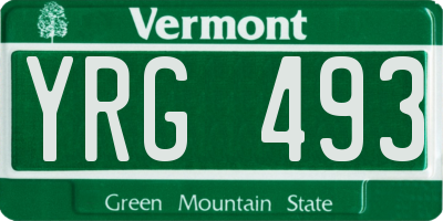 VT license plate YRG493
