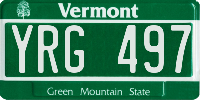 VT license plate YRG497