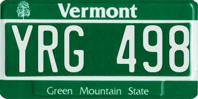 VT license plate YRG498