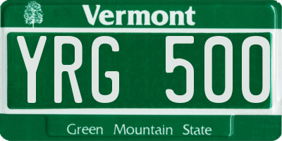 VT license plate YRG500