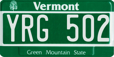 VT license plate YRG502