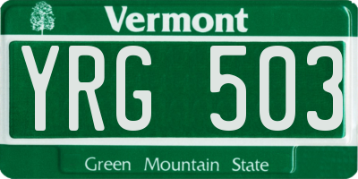 VT license plate YRG503