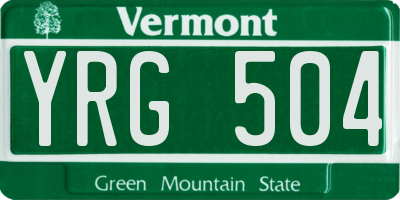 VT license plate YRG504