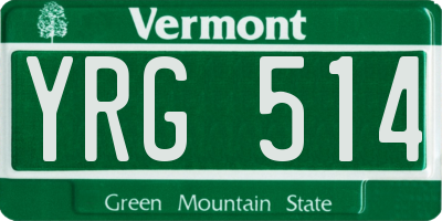 VT license plate YRG514