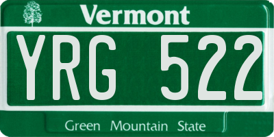 VT license plate YRG522