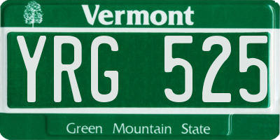 VT license plate YRG525