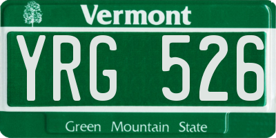 VT license plate YRG526