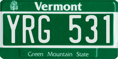 VT license plate YRG531