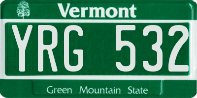 VT license plate YRG532
