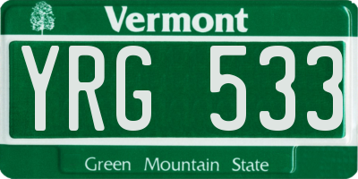 VT license plate YRG533