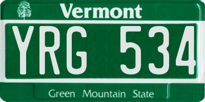 VT license plate YRG534