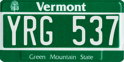 VT license plate YRG537