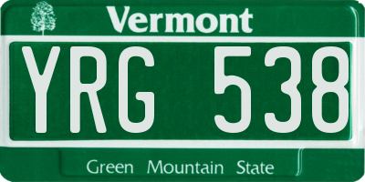 VT license plate YRG538