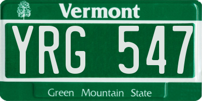 VT license plate YRG547