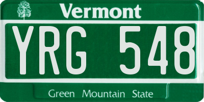 VT license plate YRG548