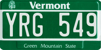 VT license plate YRG549