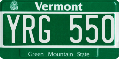 VT license plate YRG550