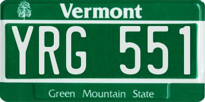 VT license plate YRG551
