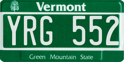 VT license plate YRG552