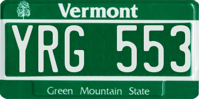 VT license plate YRG553