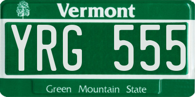 VT license plate YRG555