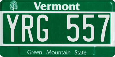 VT license plate YRG557
