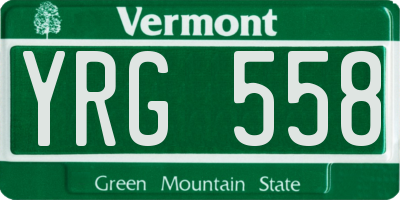 VT license plate YRG558